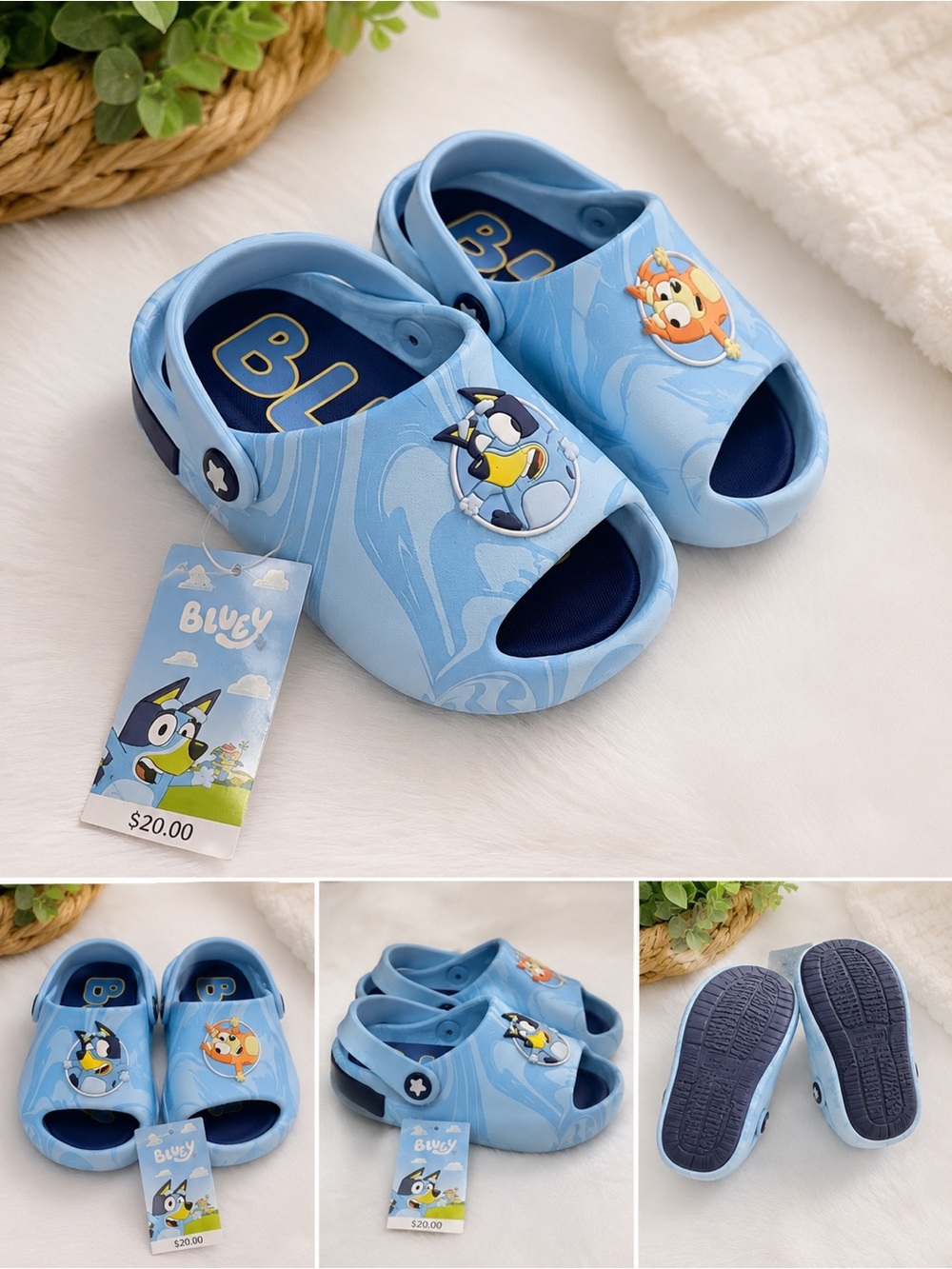 Target Blue Kids' Slip-On Sandals with Cartoon Character Buttons
